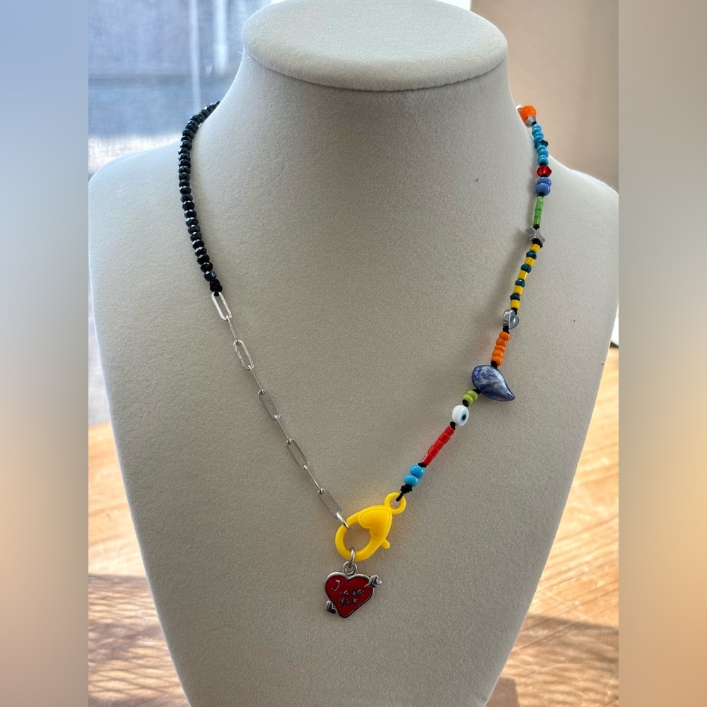 A handmade piece. Heart shaped half necklace for women and teens.
